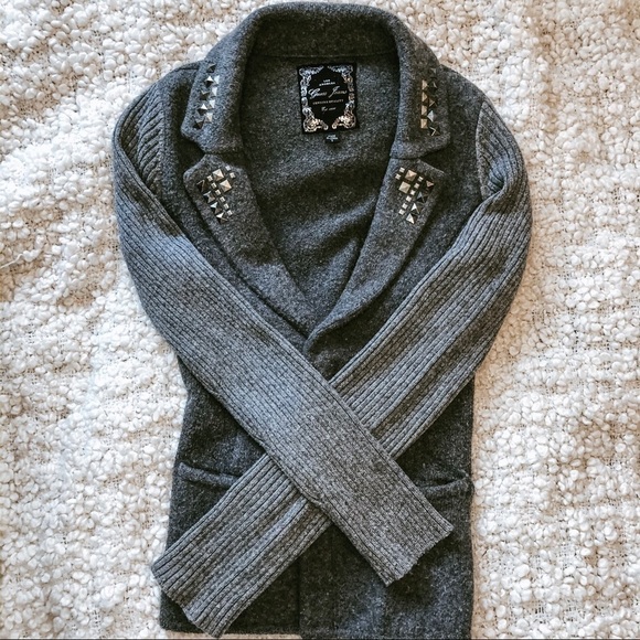 Guess Y2K Cotton & Wool Grey Knit Sweater Blazer small - Picture 1 of 7